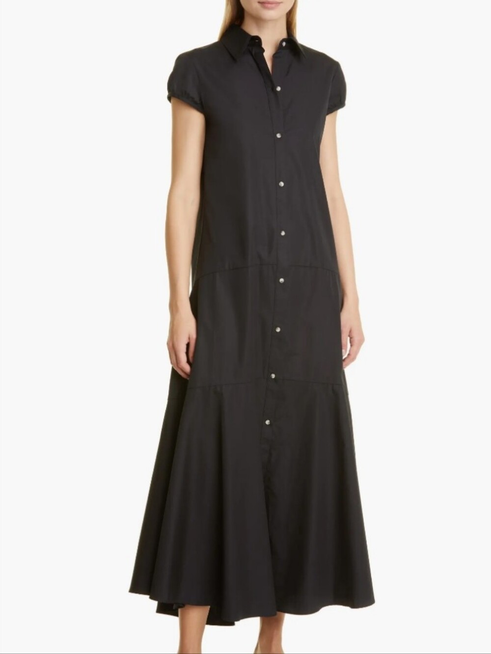 TWP New Earl Classic Black Button-Front Shirt Maxi Dress
